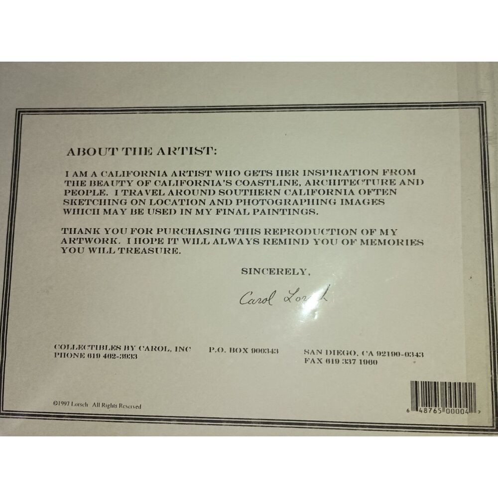Vintage Art Print: Hotel Del Coronado by Carol Lorsch - Matted in Plastic Sleeve - Picture 4 of 6